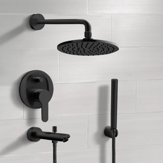 Tub and Shower Faucet Matte Black Tub and Shower Faucet With 8
